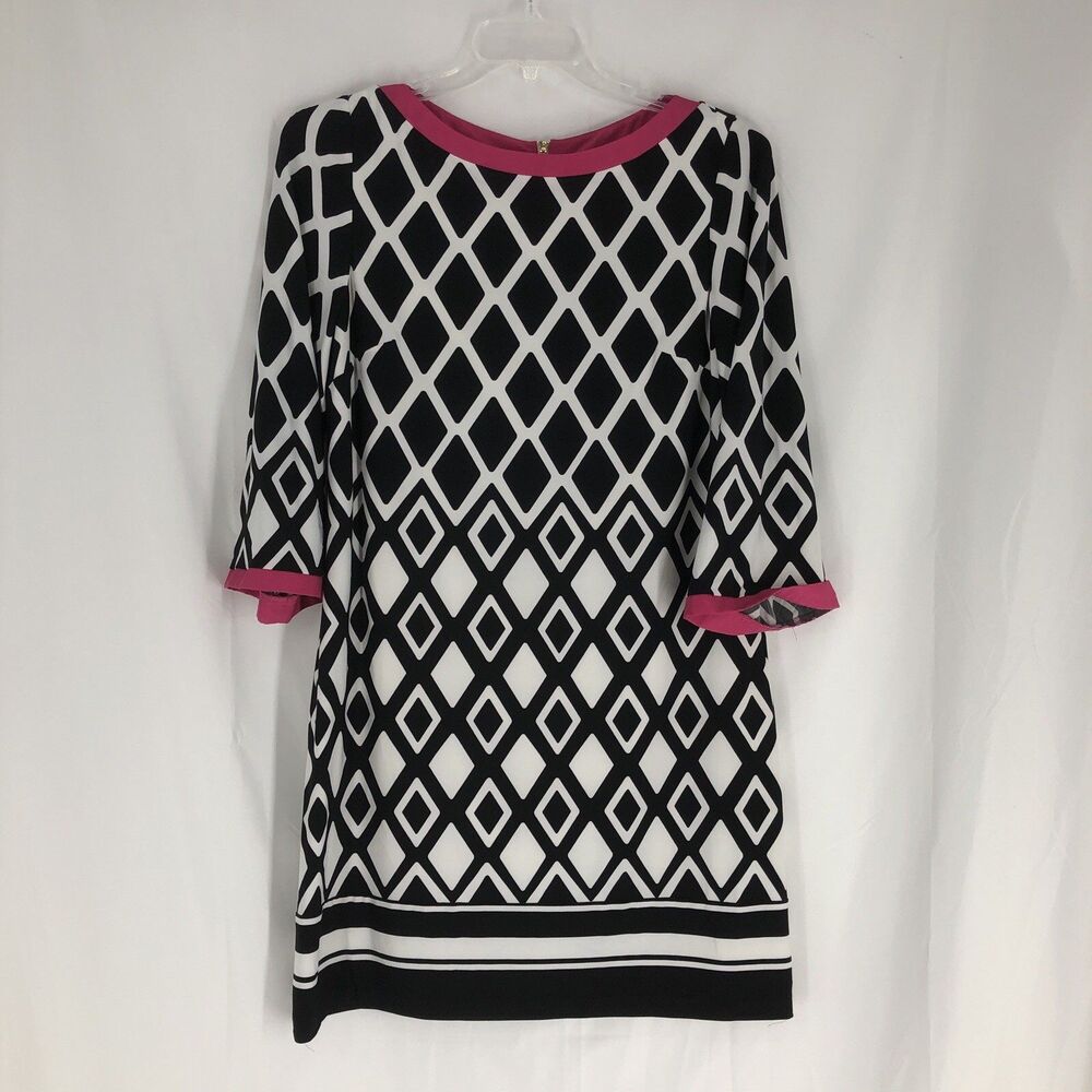 Eliza J Women's Vibrant Geometric Print Dress Boat Neck Size 14